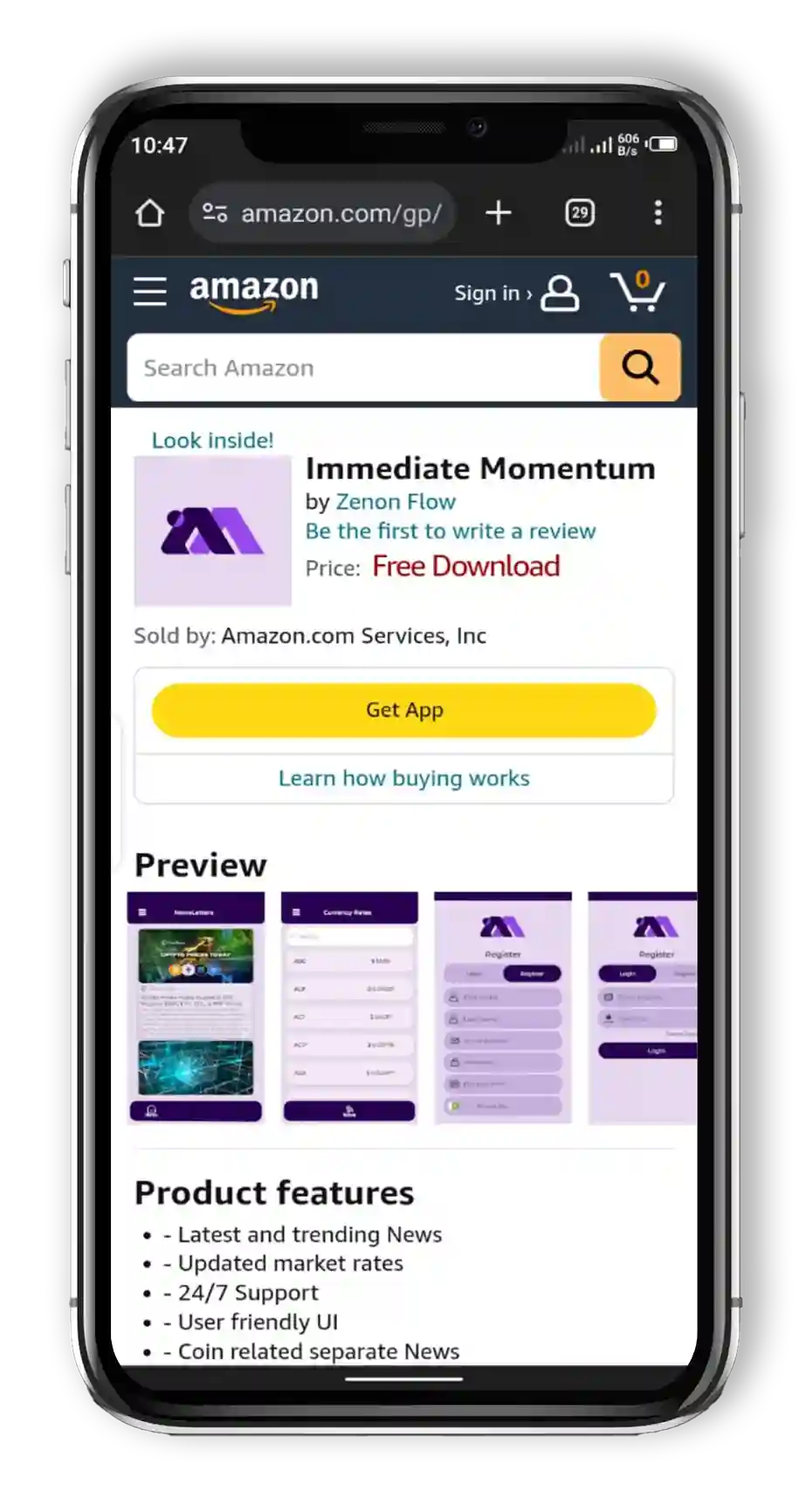 immediate momentum amazon app